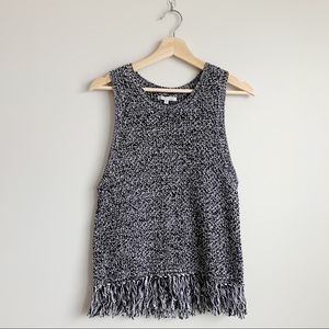 - Rebecca Minkoff Knit Sweater Blouse Top Fringe M